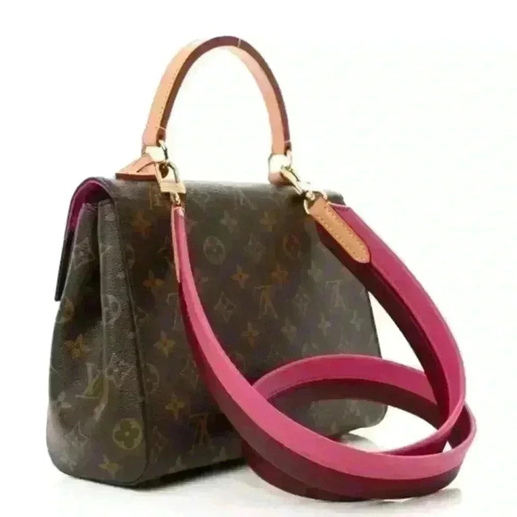 Authentic Louis Vuitton Monogram Cluny BB Flap Satchel Bordeaux Fuchsia Brown - Picture 5 of 7